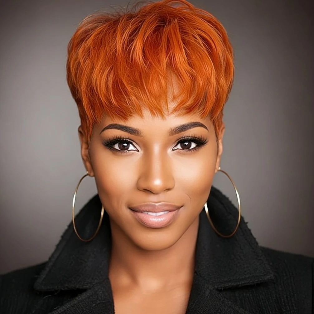 

Короткие прямые парики из натуральных волос, машинного плетения, для женщин, плотность 150%, 6 дюймов