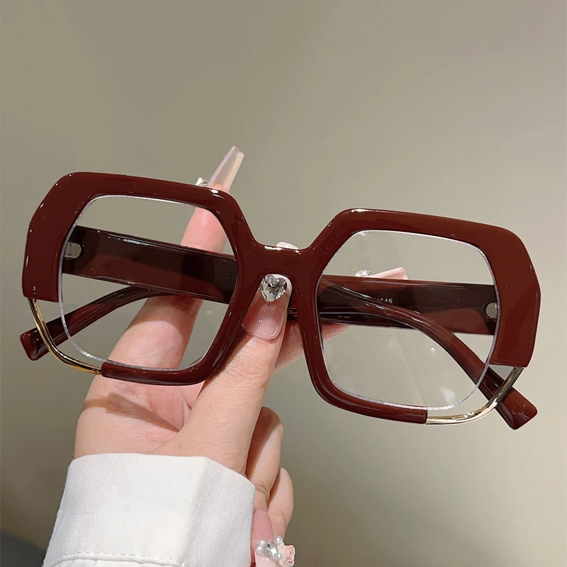 Gm lumias óculos quadrados de grandes dimensões feminino 2025 moda luz azul blockng armações ópticas na moda chique design da marca decoração óculos