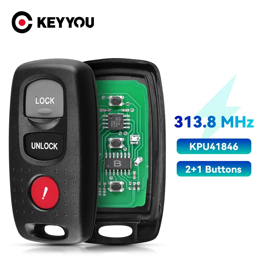 KEYYOU KPU41794 KPU41846 3 Buttons Car Remote Key Keyless Entry Fob For Mazda 3 2007 2008 2009 313.8/315Mhz