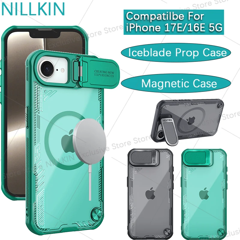 

Nillkin For iPhone 17E/16E iceblade Prop Magnetic Case TPU+PC lens cover bracket anti drop airbag phone case protective cover
