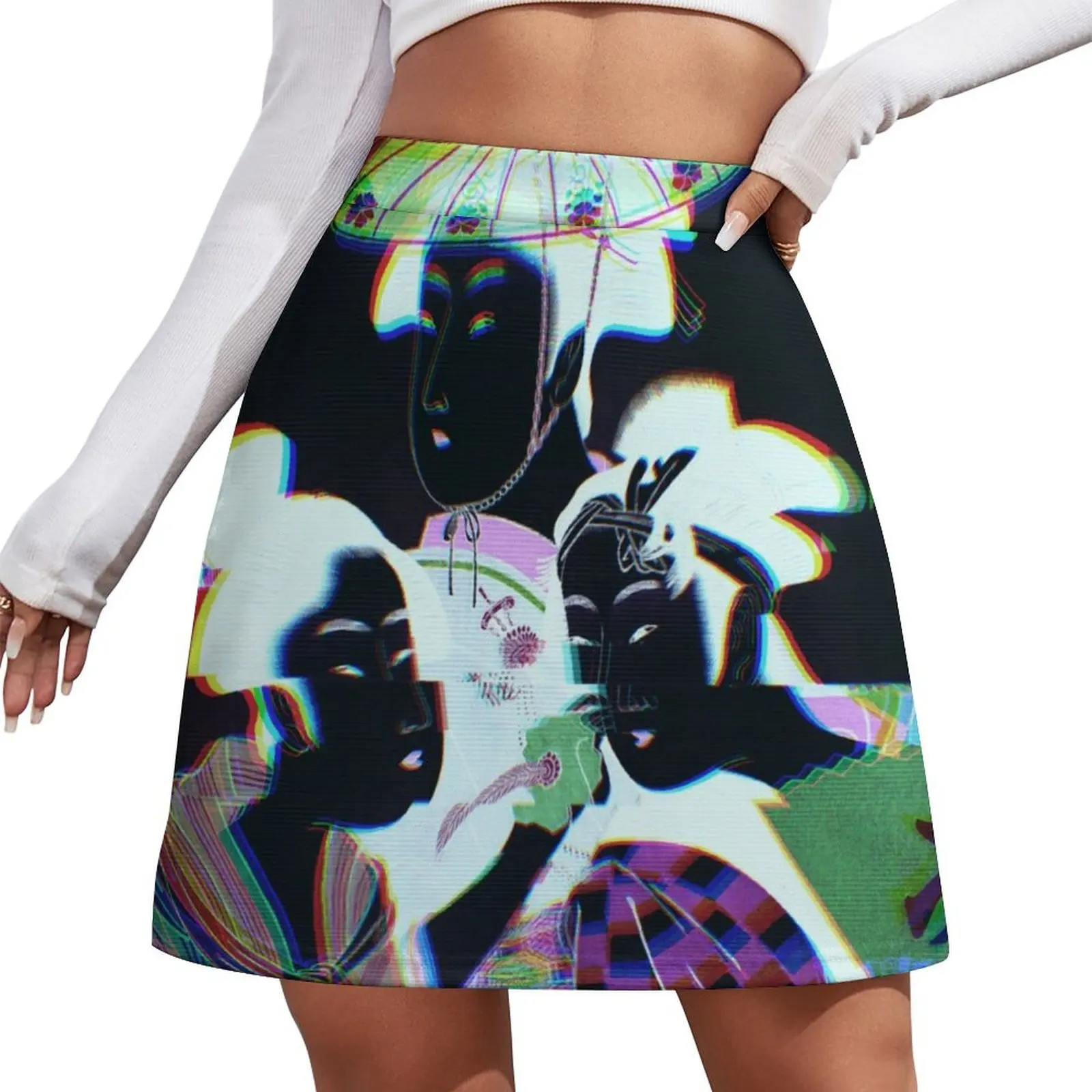 

Japanese Ukiyo-e traditional Art revisited: Nightmare of the Three Beauties Mini Skirt clothes for women Mini Skirt