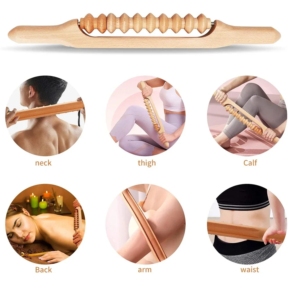 Natuurlijke Houten Lymfedrainage Handheld Massager Stick Voor Anticellulite, Gua Sha Tools Voor Lichaamsvorming, Verlichting Van Spierpijn