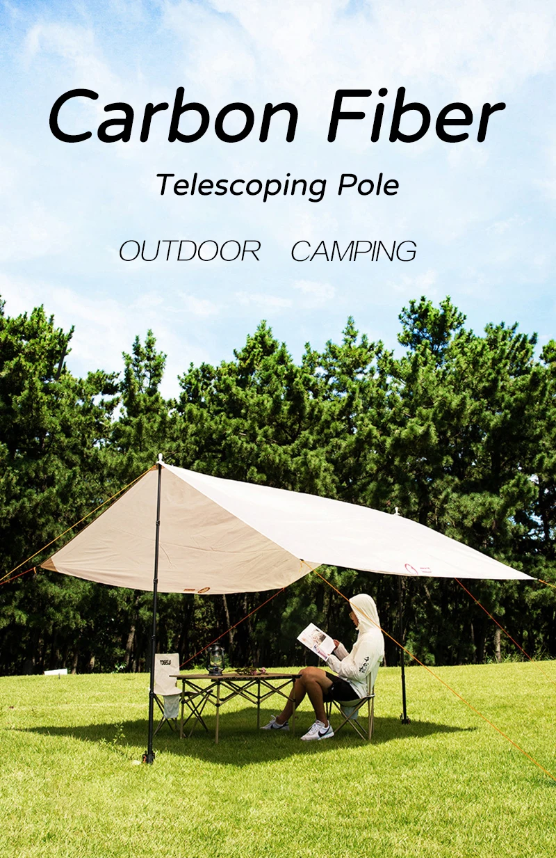 Carbon Fiber Tarp Pole Teleskop 3m Tarp Pole Teleskop Leichte Camping Pole Carbon Ultraleicht 2,4m Zelt Pole Einstellbar – Detail 1