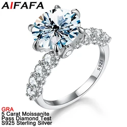 3/5 Carat D Color Moissanite Rings for Women S925 Sterling Silver Brilliant Moissanita Lab Diamond Wedding Fine Jewelry GRA