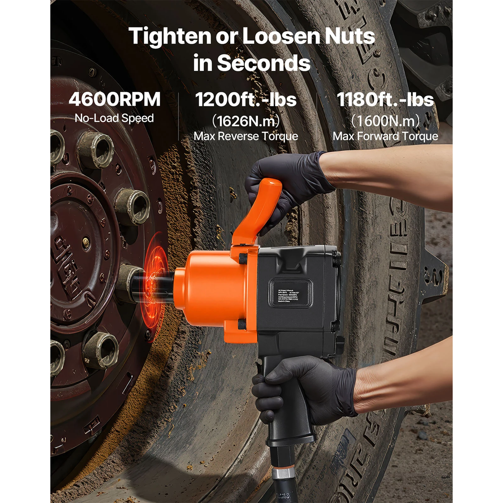 SucceBuy 1 Inch Air Impact Wrench Up to 1200 ft-lbs Nut-Busting Torque Lightweight Pneumatic Impact Gun for Heavy Duty Repairs