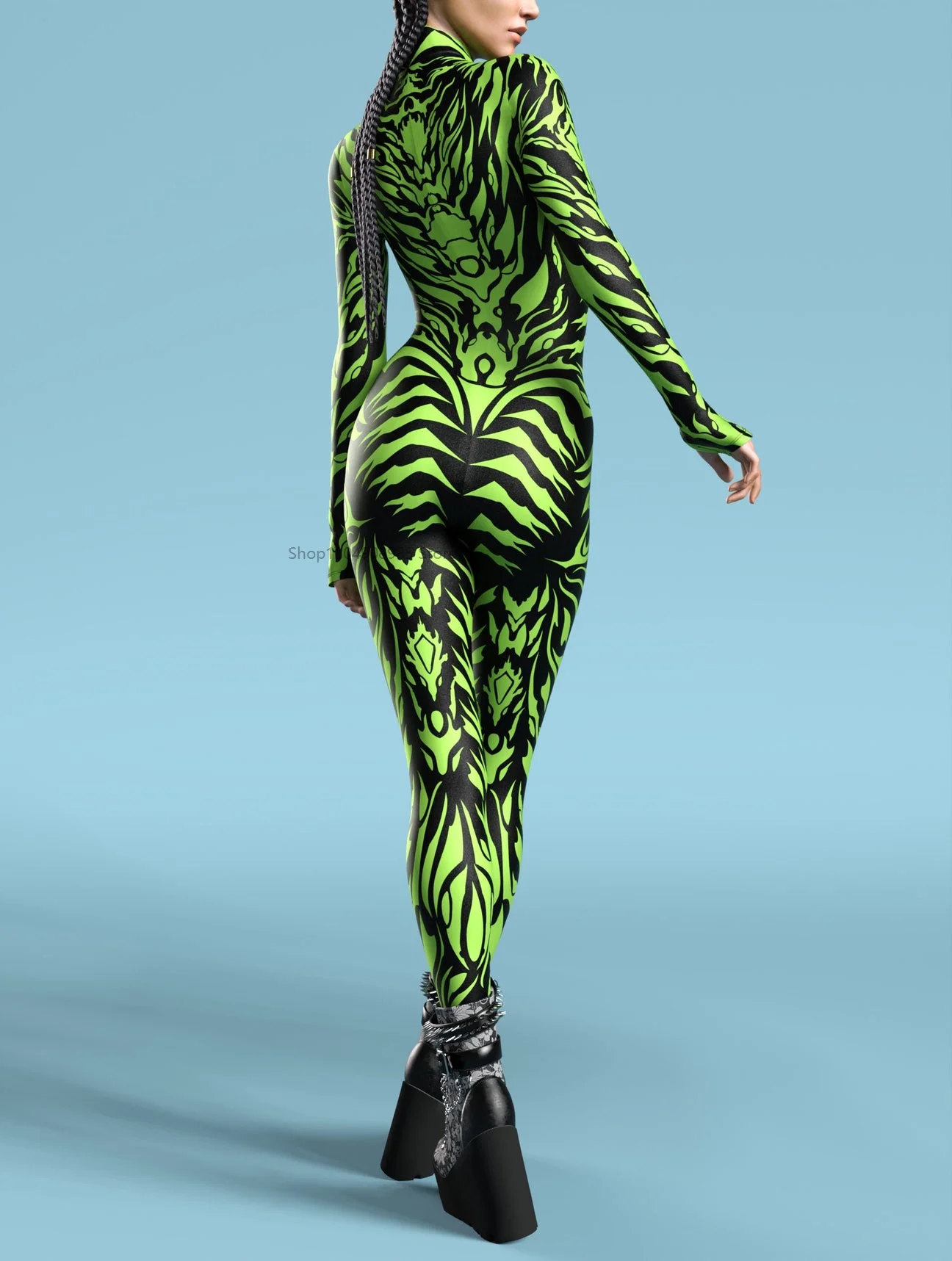3D Printing Holiday Party Men CyberPunk Rainbow Jumpsuit Wear Onesie Halloween Cosplay Costume Elastic Bodysuits Rompers view 4