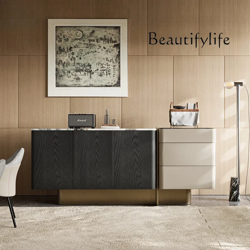 M /Modern Light Luxury Marble Dining Side Cabinet/natural Luxury Stone/integrated Storage Cabinet Against The Wall