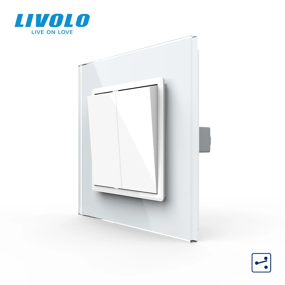 LIVOLO UK Standard Two-position Mechanical Push Button 10A Cross Wall Switch,Key Pad Electrical Outlet,220-250V