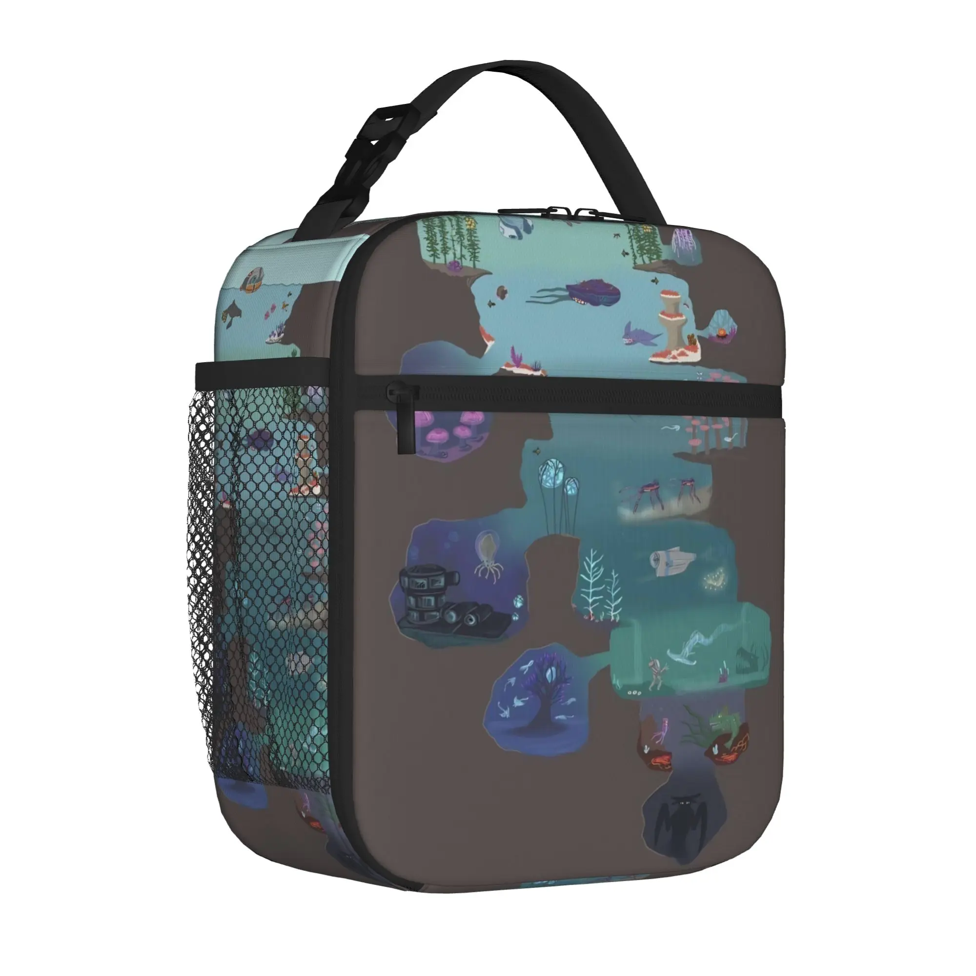 Subnauticas Deep Sea Game Insulated Lunch Tote Bag for Work Adventure Creature Portable Cooler Thermal Large Capacity Bento Bags
