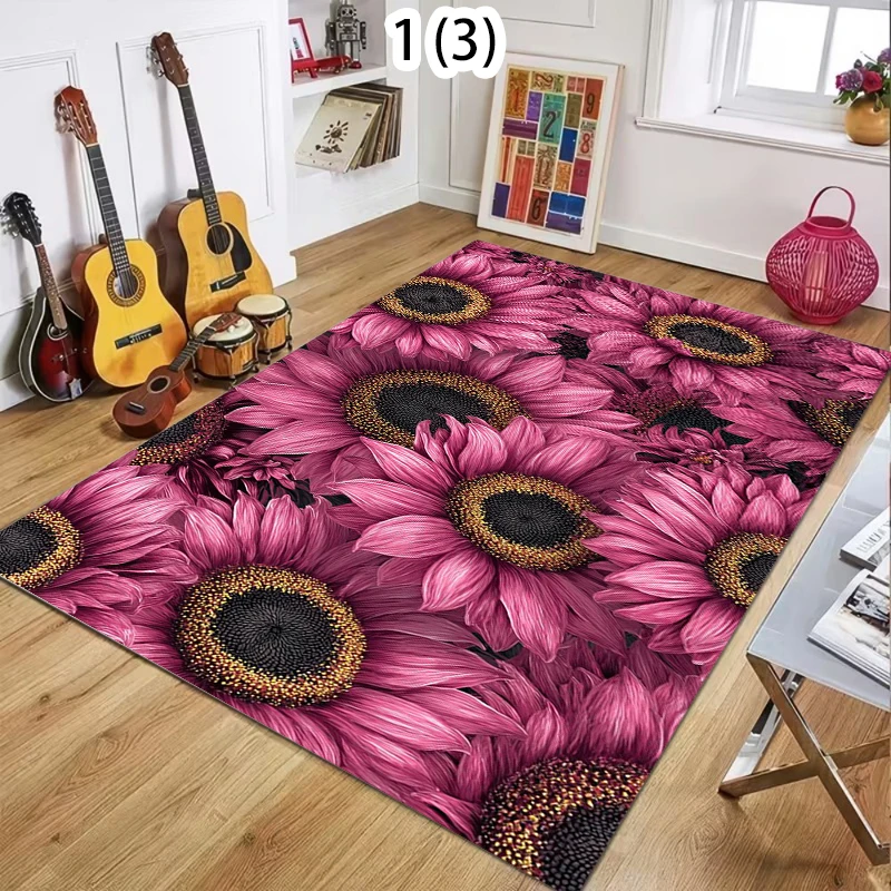 Colorful Sunflower Rug Soft Durable Non Slip Machine Washable Living Room Carpet Bright Cheerful Home Decor Carpets for Bed Room