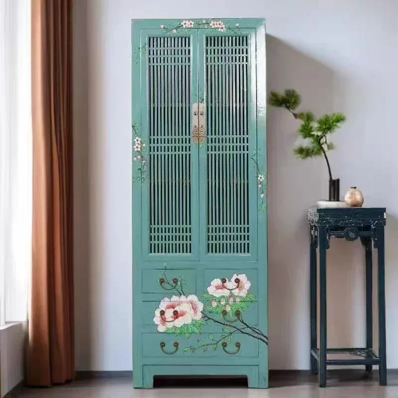 New Chinese hotel clubhouse overall retro solid wood wardrobe home bedroom storage storage high cabinet
