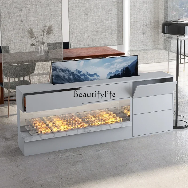 

jj *Intelligent remote control lifting TV cabinet can be placed in the fireplace custom voice control integrated