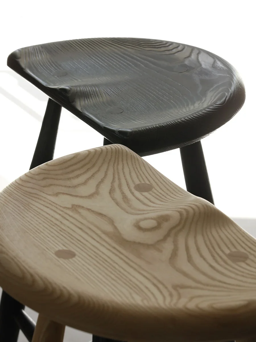 كرسي مرتفع للمنزل مصنوع من الخشب الصلب على طراز Lane Jubi-sabi، كرسي بار متفحم باللون الأسود، مقعد للبار