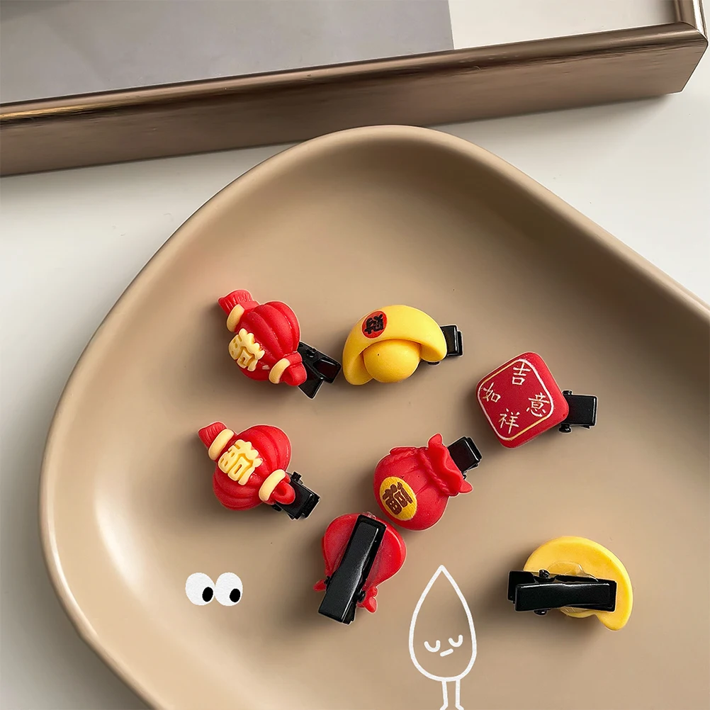 

10pcs Ingot Hair Clip Resin Accessories Bright Colors Girls Hairpin Spring Festival New Year Gift Easy Children Daily