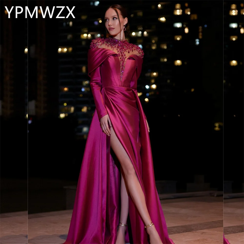 

Customized Evening Dress Formal Party Occasion YPMWZX Scoop Neckline Column Floor Length Skirts Bespoke Dresses Women P