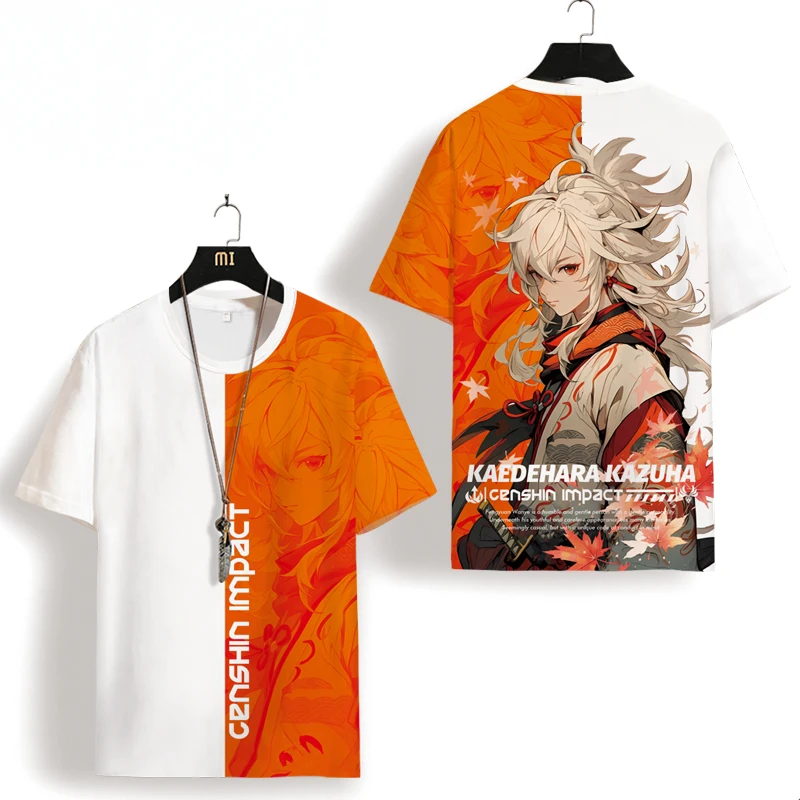 Popular Game Genshin Impact Kazuha T-shirts 3D Print Harajuku Anime Tee Shirt Men Women Short Sleeve O-Neck t shirt Top Clothing