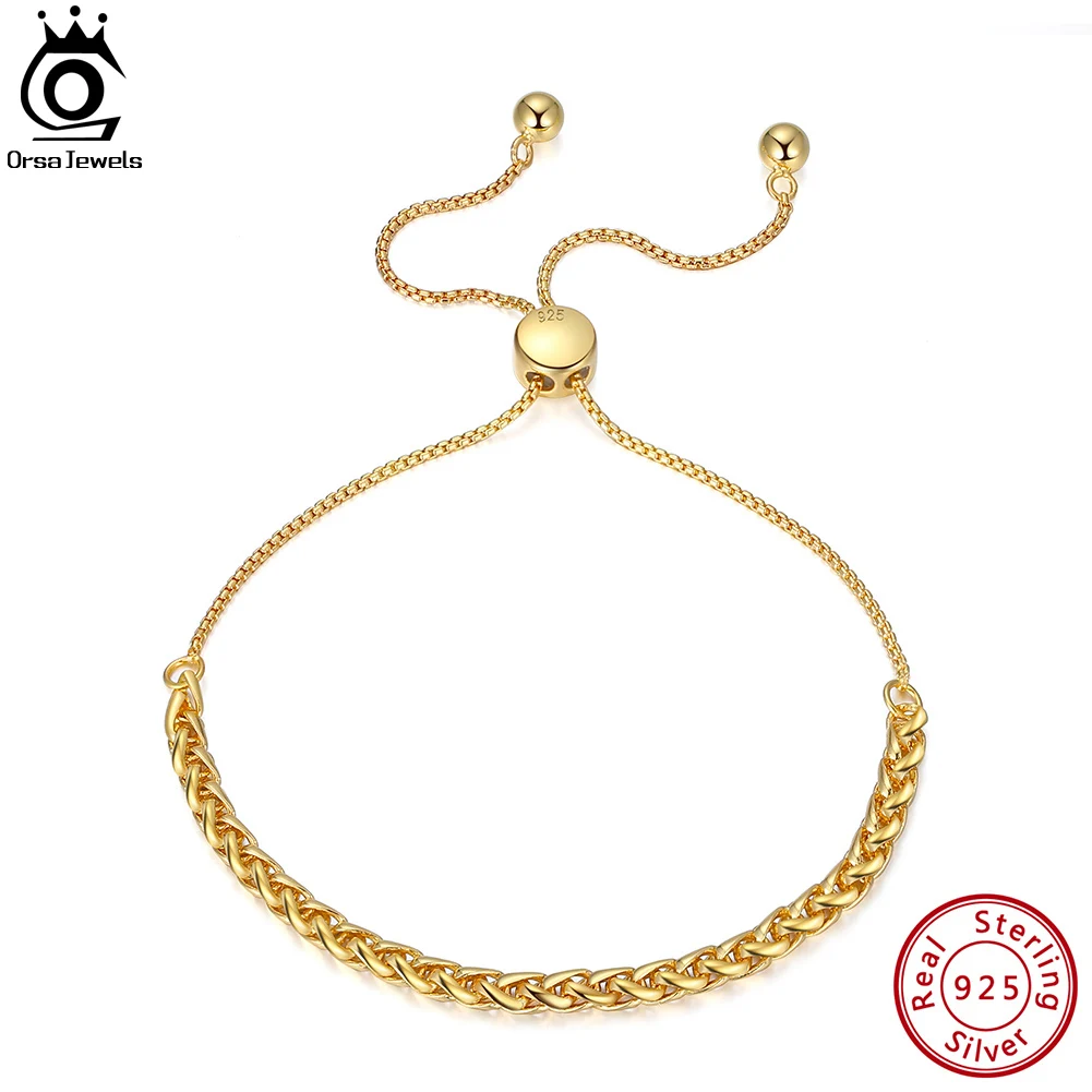 

ORSA JEWELS 18K Gold Italian 3mm Adjustable Chopin Chain Bracelet for Women 925 Sterling Silver Handmade Bracelet Jewelry SB126