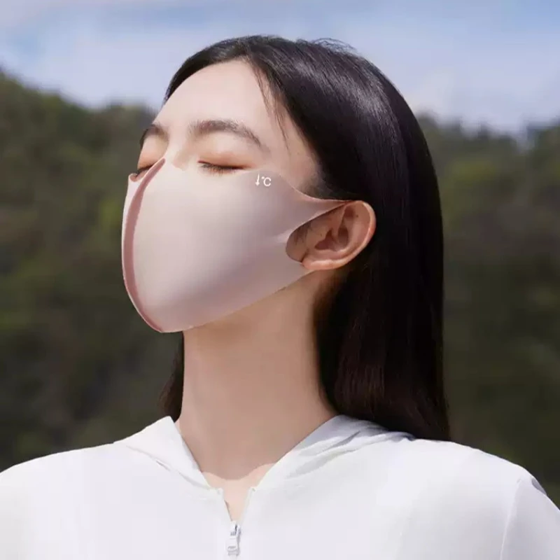 1-20PCSSummer Sun Protection Ice Silk Face Mask Breathable 3D Fit No Trace Eye Corner Shield UV Block Outdoor Scarf Accessories