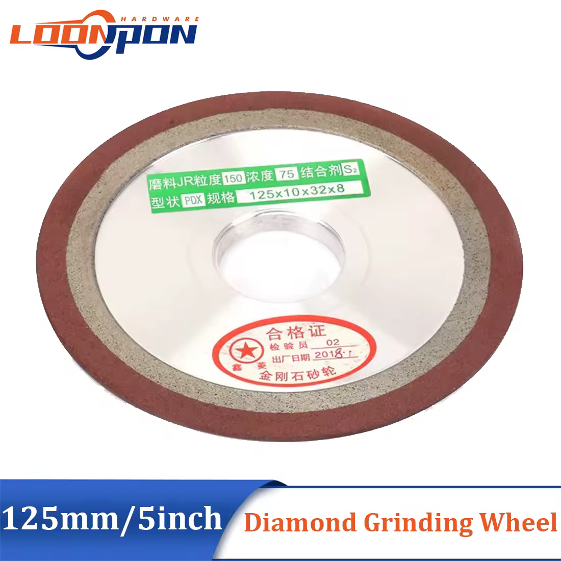 125mm Diamond Grinding Wheel Resin Bond Grinder Circle for Tungsten Steel Milling Cutter Sharpener 150/240/320/400Grit 1Pc 5inch