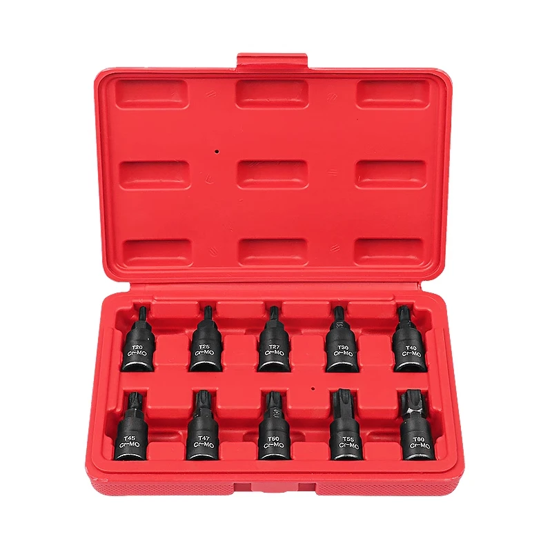 Imagem -05 - Drive And Drill Key Soquete Torx Bit Drivers e Chaves de Impacto Metric T20 T25 T27 T30 T40 T45 T47 T50 T55 T60 10 Pcs por Conjunto