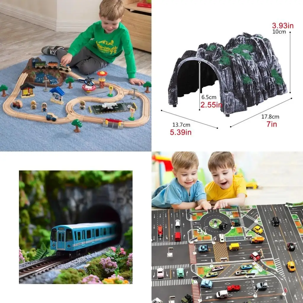 

2Pieces Stone Tunnel Accessory For Toy Train Tracks Plastic Landscape Mountain Cave Model Kids Creative Scene Decoration