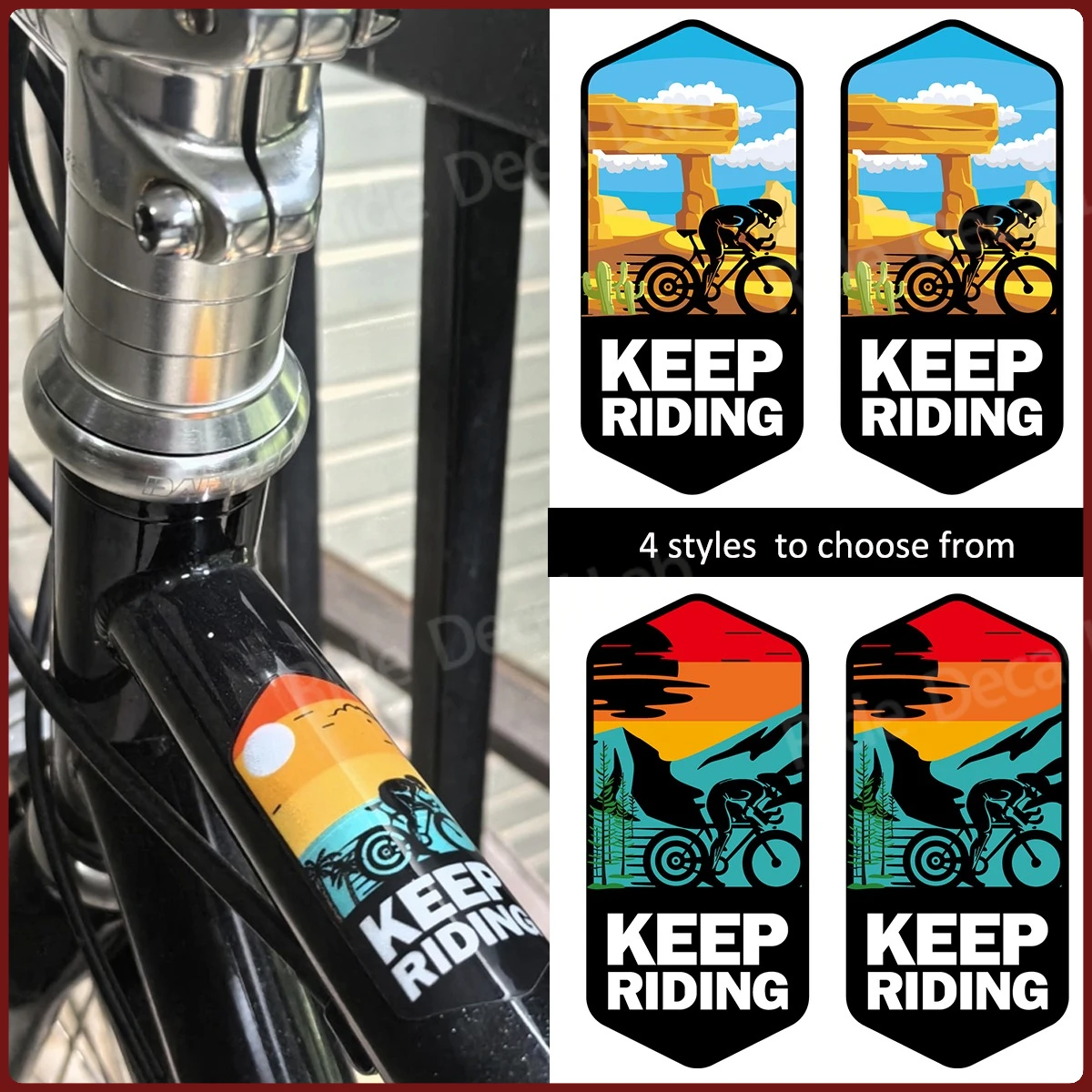 

Bicycle Stickers KEEP RIDING Mountain Peak Decorative Vinyl Decals for Bicycle Customization