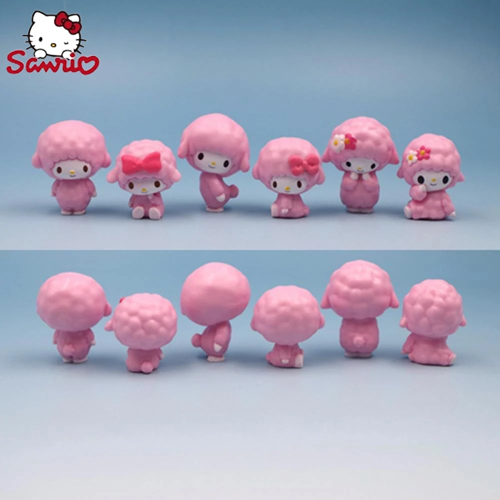 My Melody Sweet Sheep Sanrio Cute Doll Pink Set of 6 Diy Accessories Phone Case Cake Diy Handmade Pvc Material 3Cm Anime Figure
