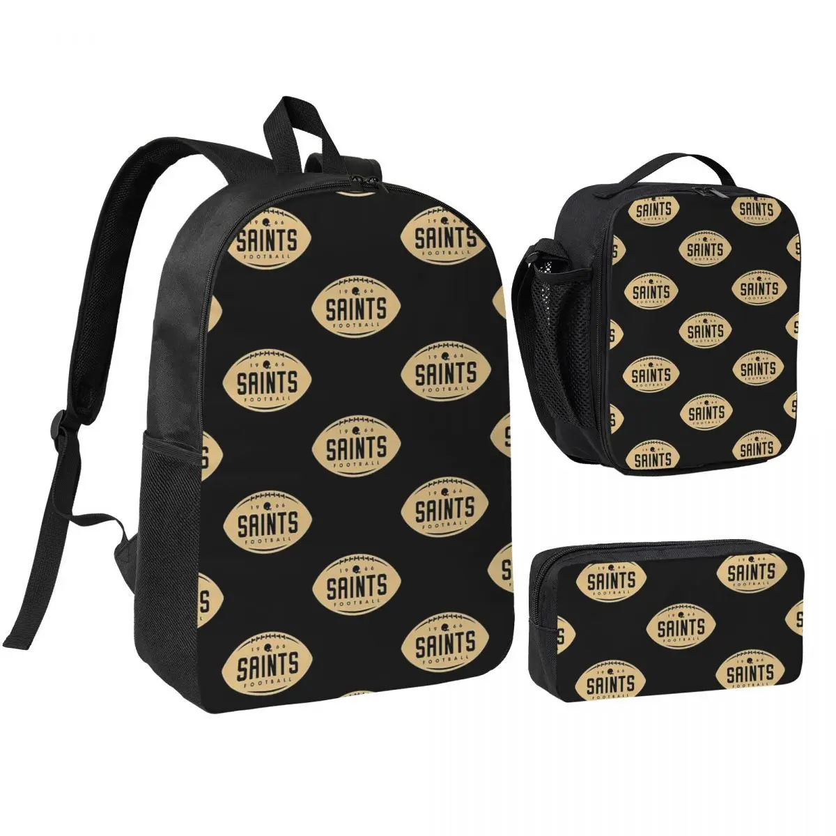 Football Shape New Orleans Saints Backpack Student BookBag School Bag Laptop Shoulder Bags 3ps Insulated Lunch Bag Pencil Case