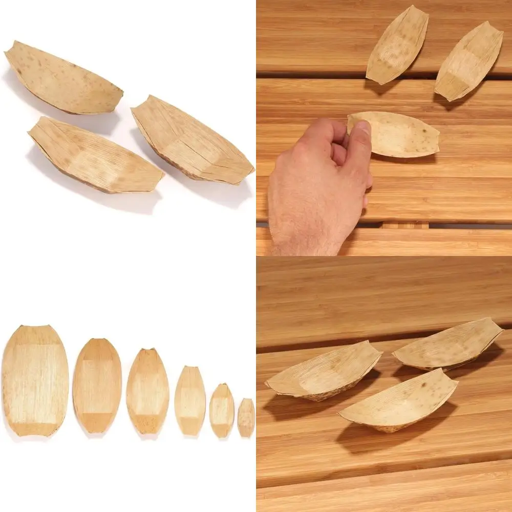 

Лодки из бамбуковых листьев премиум-класса, 3,25 x 1,5 дюйма, удаленные одноразовые сервировочные подносы, 300 штук, идеально подходят для общественного питания и домашних вечеринок