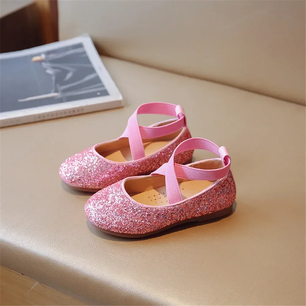 Spring Autumn Girl Shoes Korean Version Little Girl Princess Shoes Students Dance Shoes Crystal Fashion Bean Shoes