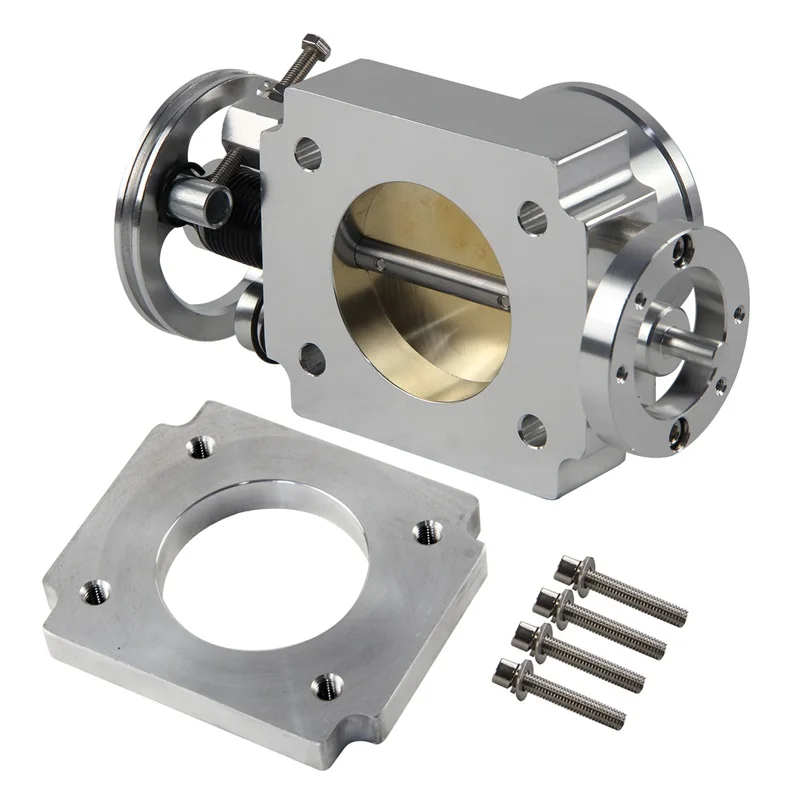 60mm ユニバーサル アルミニウム スロットル ボディ VQ35TPS インテーク マニホールド ビレット シルバー