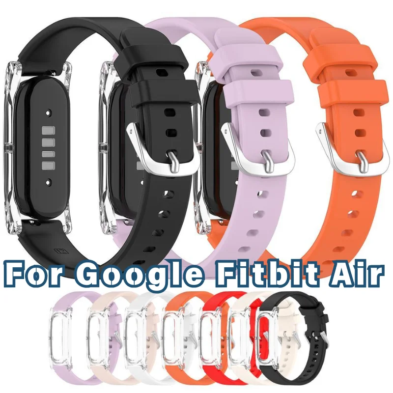 Pulseira de silicone para relógio esportivo, para google fitbit air, à prova de suor, à prova d'água, ajustável, colorida, pulseira de substituição pa