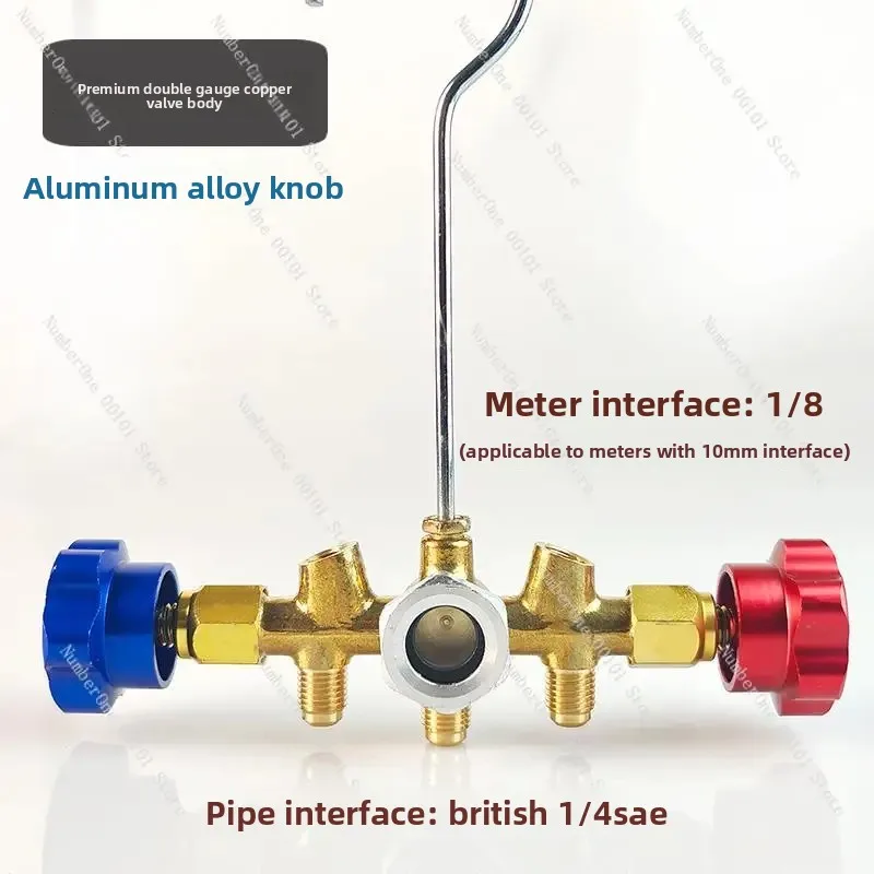 

Refrigerant Manifold Gauge Set AC Double Meter Valve Body for R134a R22 with Hoses and Couplers