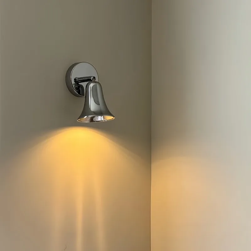 

Modern Simple Small Wall Lamp Retro Silver Bell Decorative Ironwork Wall Light Door Head Bedside Porch Corridor Lighting