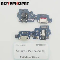 For Infinix Smart 8 Pro X6525B USB Dock Charger Port Plug Headphone Audio Jack Microphone Charging Flex Cable Board With IC