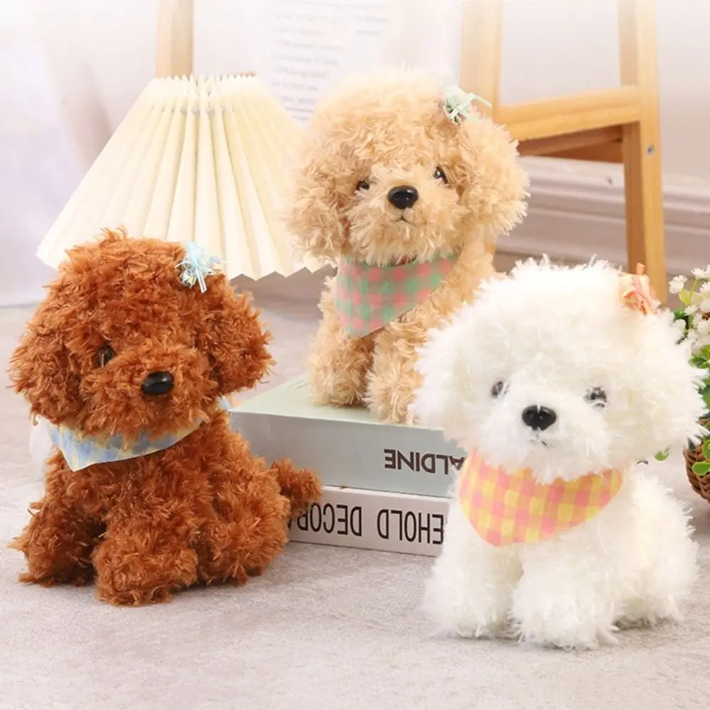 Perro de pelo rizado, juguete de peluche para bebé, muñeco de cachorro tranquilizador, muñeco de perro relleno, animales de peluche, 25CM, perro de imitación, decoración del hogar
