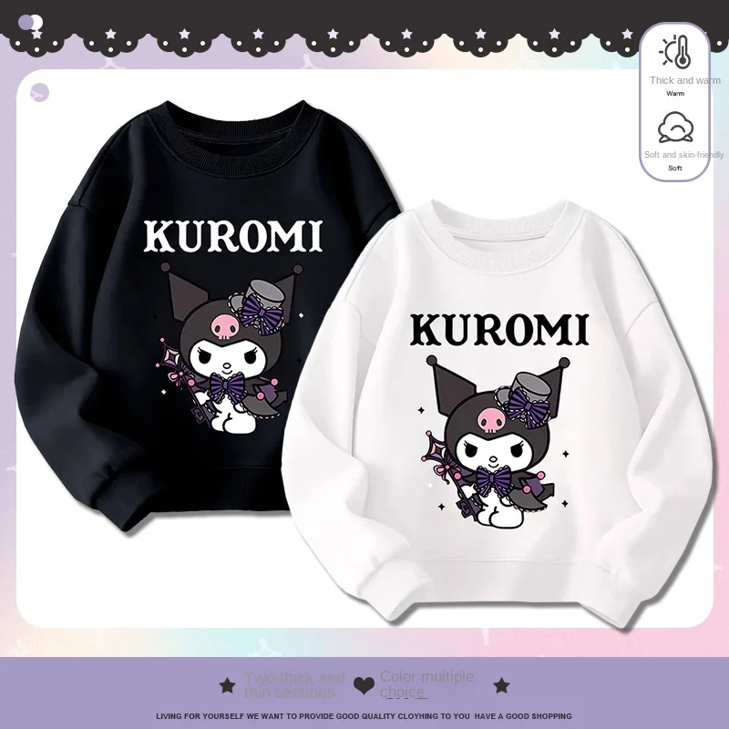 Girls Pullovers Melody Sanrio Cartoon Anime Kids Clothes Autumn Warm Plush Round Neck Pullover Cute Sweatshirts for Children