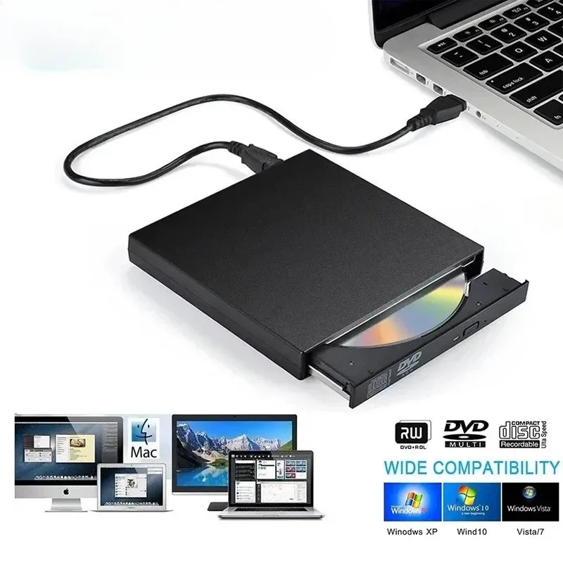 Slim External DVD CD RW Drive USB 3.0 Writer Burner Player For Laptop PC Desktop Windows Mac Book Portable Optical Drive