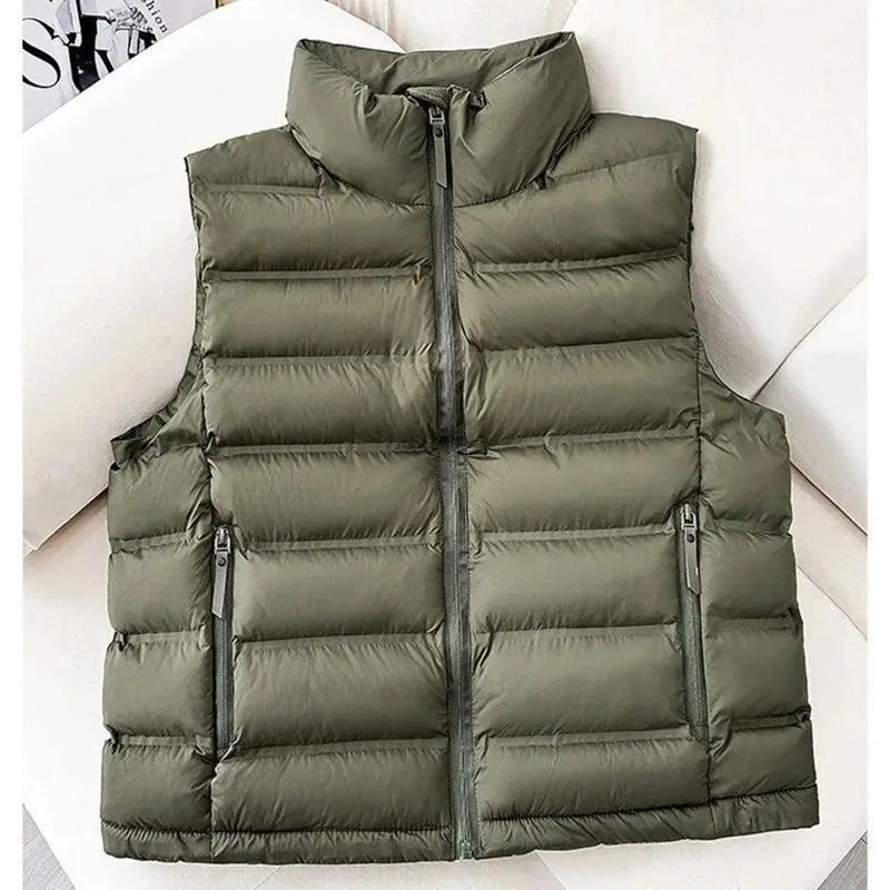 Stylish and Comfortable Autumn Winter Loose and Simple Down Cotton Ribs Vest Women's Short Casual Versatile Korean Version Vest