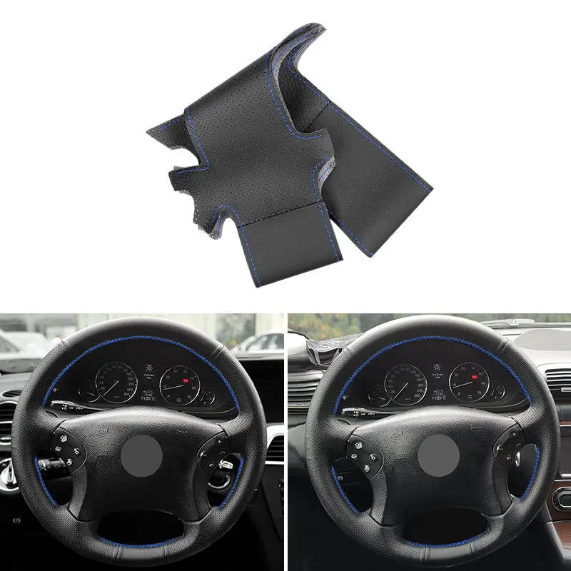 Hand Braids On Car Steering Wheel For Mercedes Benz C Class W203 2001 2002 2003 2004 2005 2006 2007 Microfiber Leather Cover