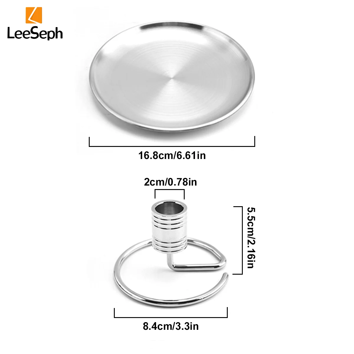 Leeseph Stainless Steel Moxa Stick Holder with Ash Catcher Tray Dish, Detachable Design Single Hole Moxa Stick Burner Holder