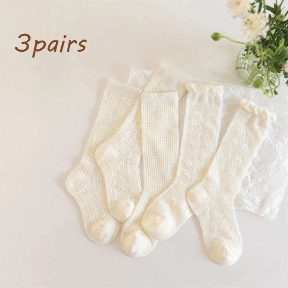 Girls Socks Thin Mosquito-Proof Mesh White Lace Princess Breathable Calf Baby Stockings in Summer.