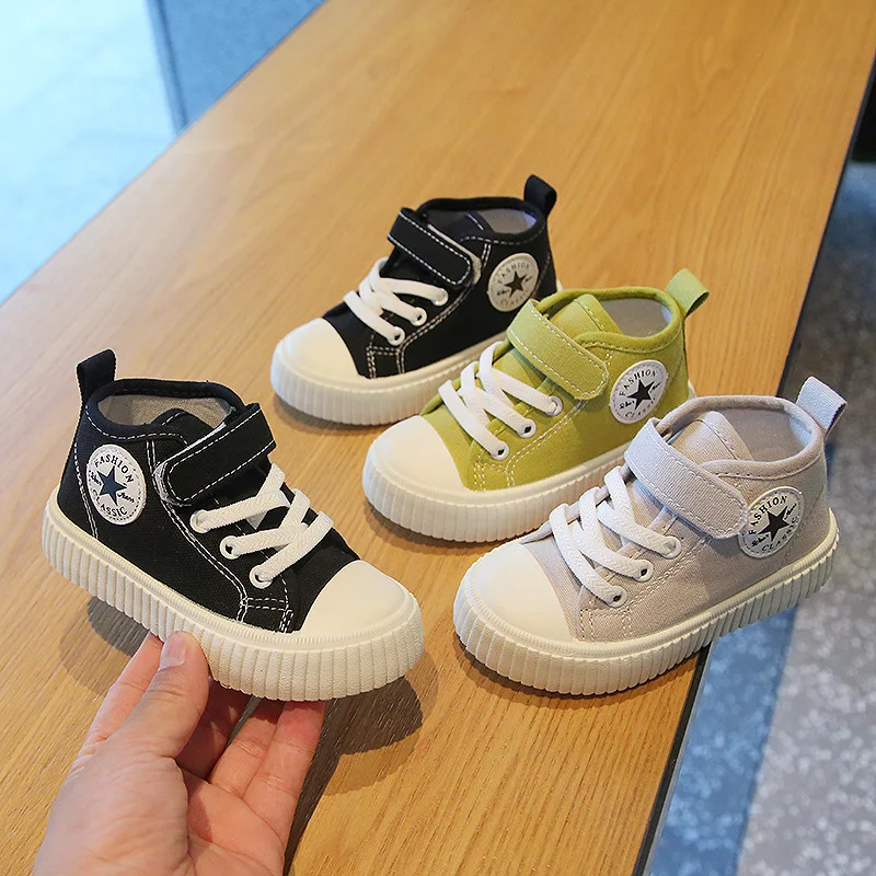 Chaussures en toile montantes pour enfants, baskets confortables à l\'offre elles souples pour garçons et filles, chaussures de sport pour bébés,