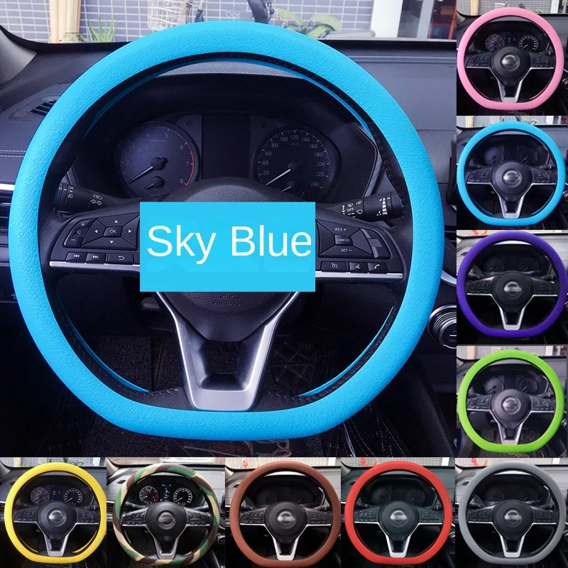 

Car Summer Universal Silicone Steering Wheel Cover Elastic Glove Cover Texture Soft Multi DIY Accessories Color Auto Decoration