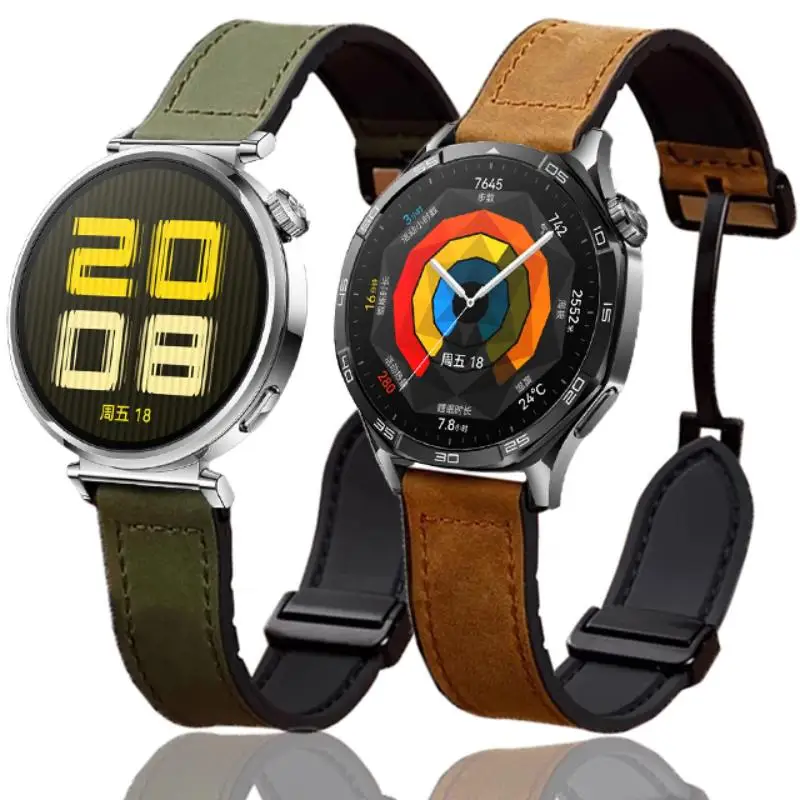 

Ремешок 18 мм, 20 мм, 22 мм для Huawei Watch GT5, 46 мм, 41 мм, кожаный силиконовый ремешок, спортивный ремешок с магнитной петлей, ремешок для часов Huawei GT 5 4