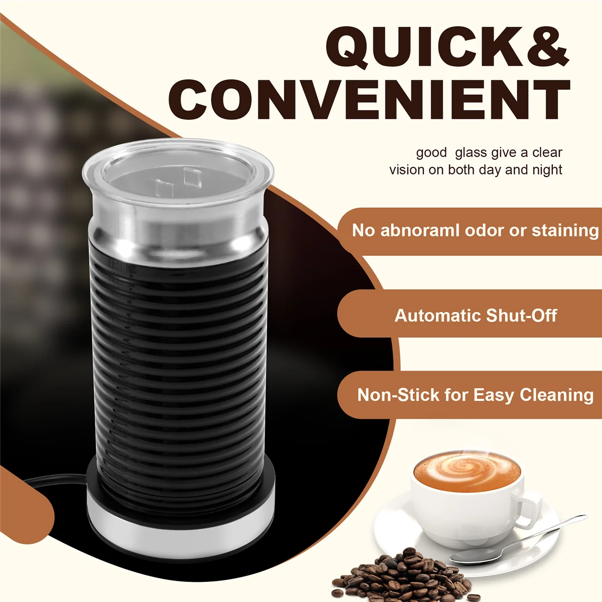 New New Automatic Hot and Cold Milk Froth Machine Home Cappuccino Coffee Maker Companion Milk Frother, EU Plug