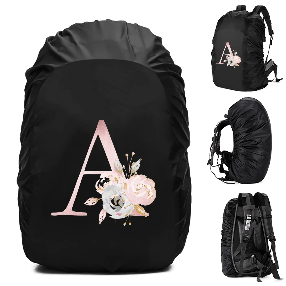 20-70L Back Pack RainCover Dustproof Protection Cover for Backpack Rainproof Cover Schoolbag Waterproof Hood Pink Flower Pattern