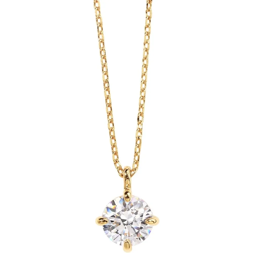 

14K Gold Plated Cubic Zirconia Pendant Necklace for Women Adjustable Slider Chain Diamond Jewelry