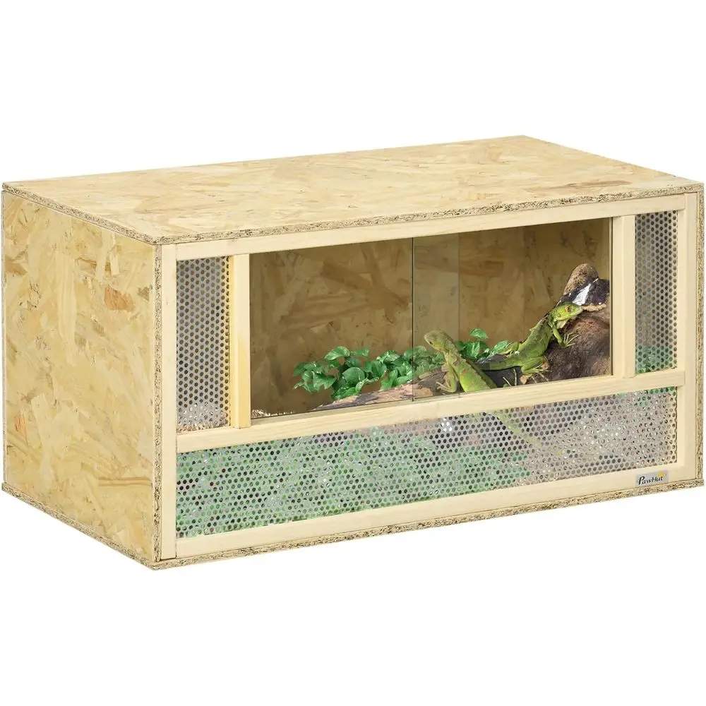 

31.5 x 15.7 x 15.7 Reptile Tank for Chameleons, Lizards, Snakes, and Turtles - 33.8 Gallon with Sliding Door