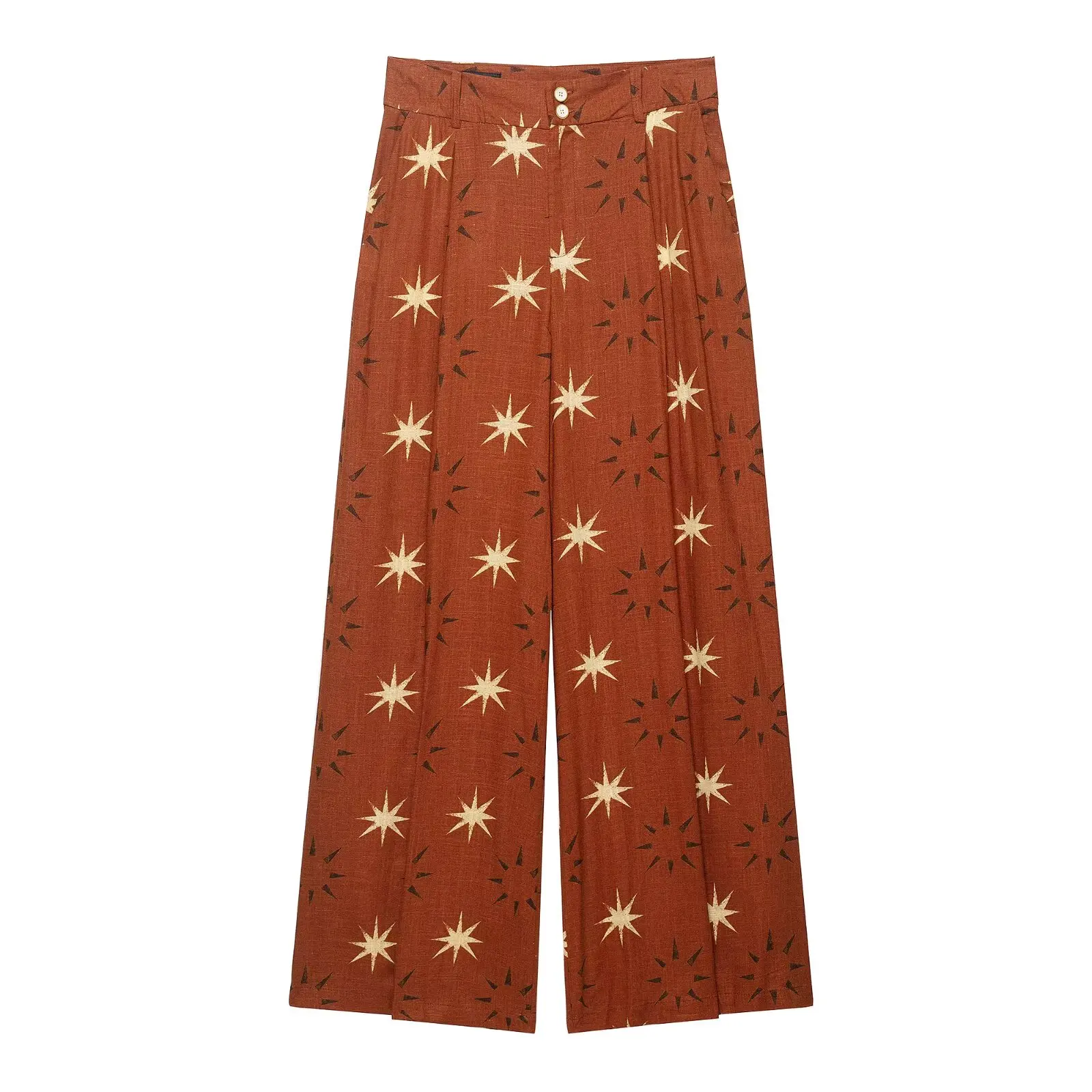 BSAY Neck Hanging Short Top and Pants Set 2025 Summer New Product Sun Printed Top or Sun Printed Wide Legs Pants